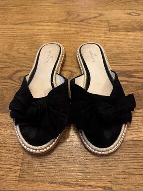 Caslon Suede Black Bow Slide Sandals